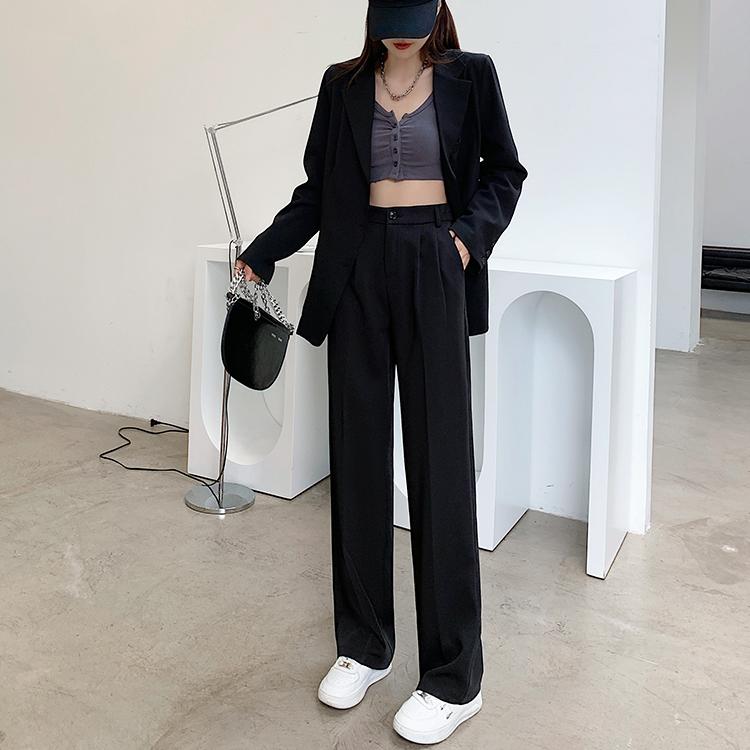 Autumn High Waist Straight Suits Pants Women Solid Office Ladies Wide Leg Pants Female Loose Add Long Trousers Woman Pantalones