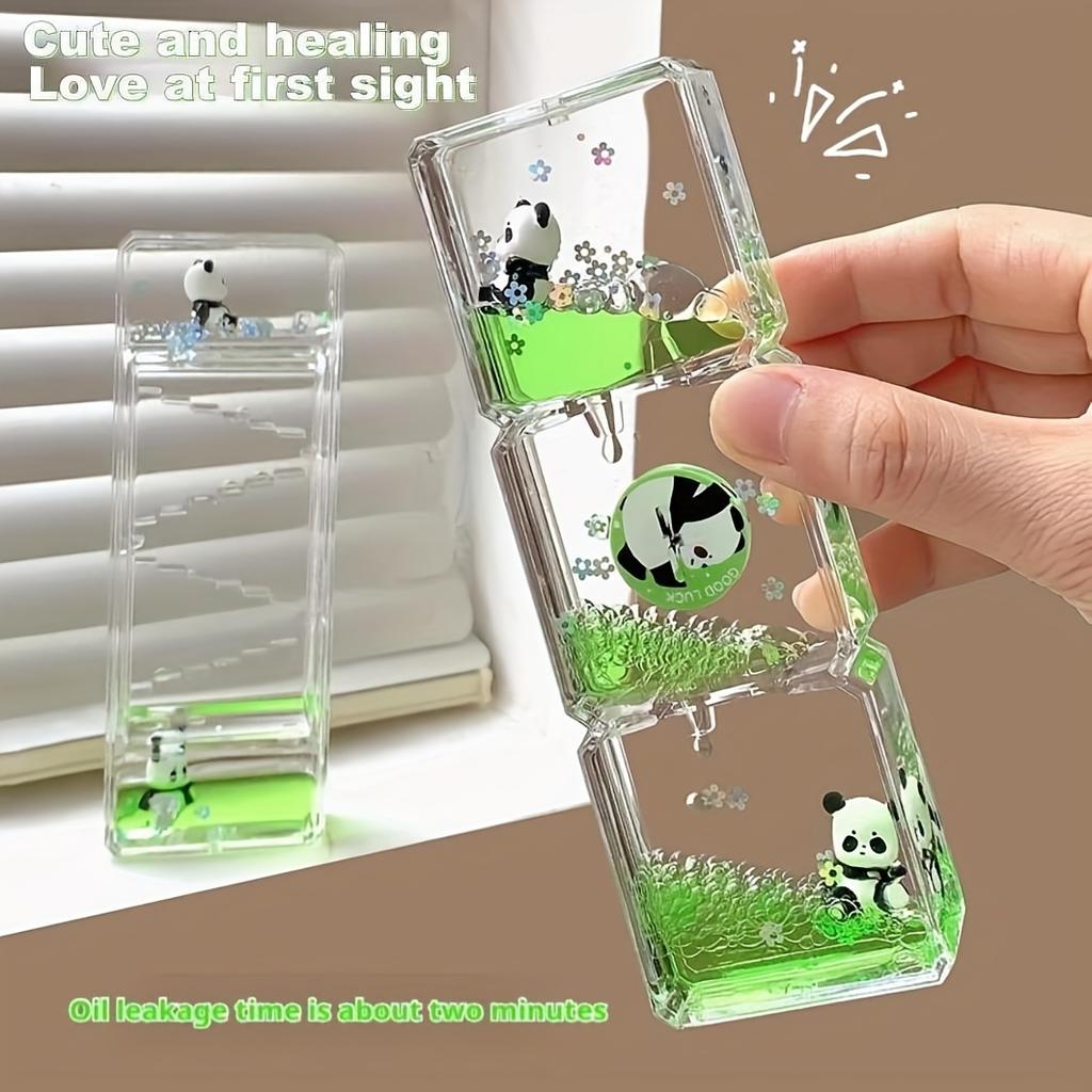 Очаровательный акриловый таймер с жидким движением «Панда» на 2 минуты с 3D-пандами, красочными цветами и бабочками. Идеальный подарок на день рождения