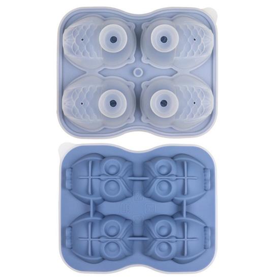 Ice Cube Mold Owl Shape Ice Cube Tray 4 Grids Funnel Lid Design