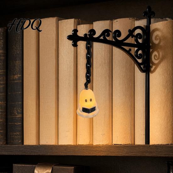 Ретро настольная лампа для библиотеки 3D-печатная лампа-призрак для книжной полки Теплая светодиодная лампа с винтажным уличным стилем Декоративный элемент для полки Силуэт Декоративная книга