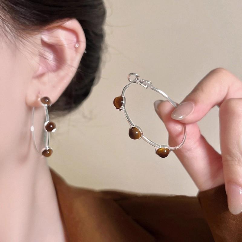 Maillard Design Минималистичный круглый кулон с камнем «тигровый глаз», серьги-пусеты для готических девушек, новые аксессуары, модная бижутерия