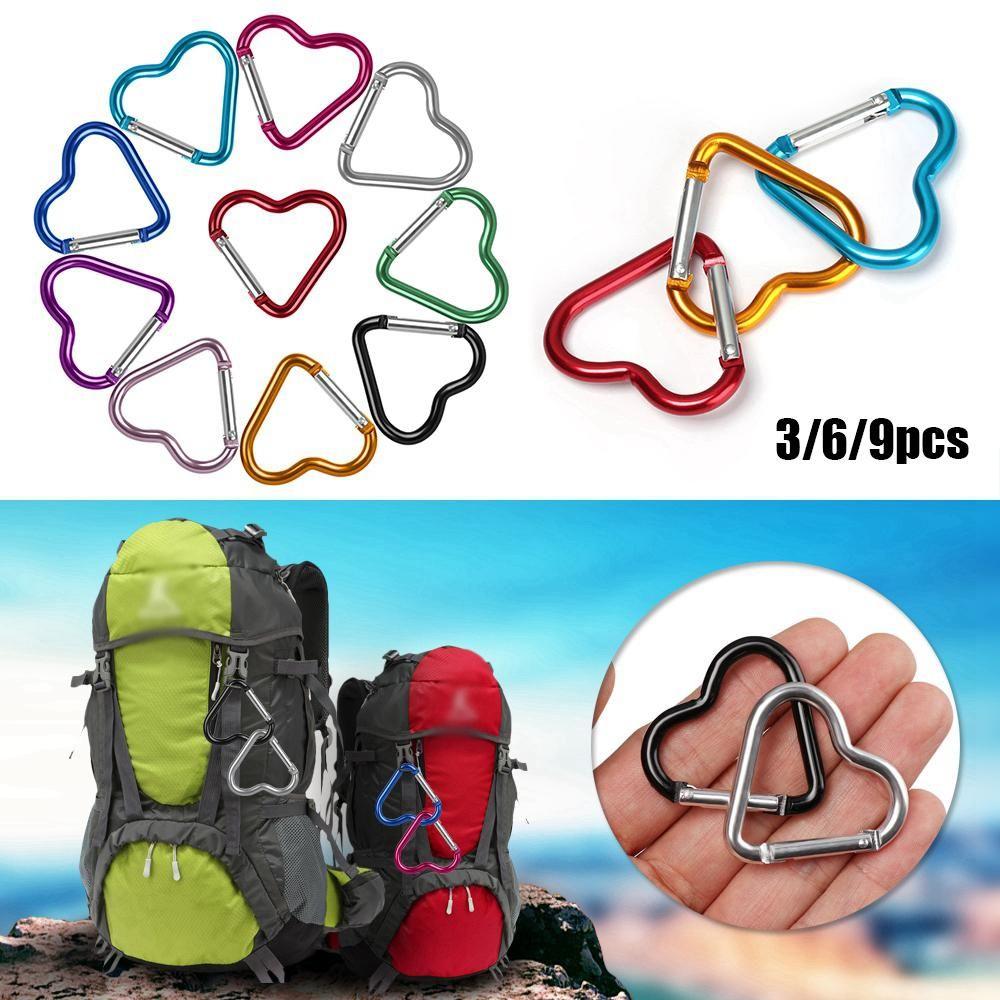 Tool Water Bottle Hanging Keyring Hook Keychain Clip Aluminum Carabiner Heart-shaped Buckles