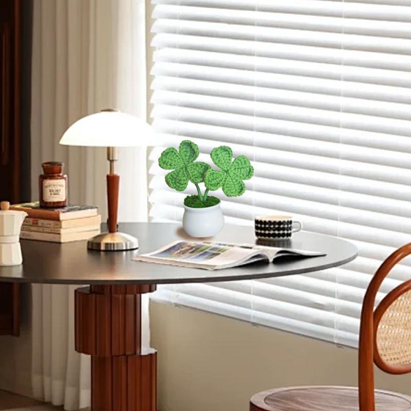 1 шт. вязаное растение в горшке в стиле Ins Garden Finished Clover Four Leaf ручная работа имитация цветка украшение стола украшение для дома