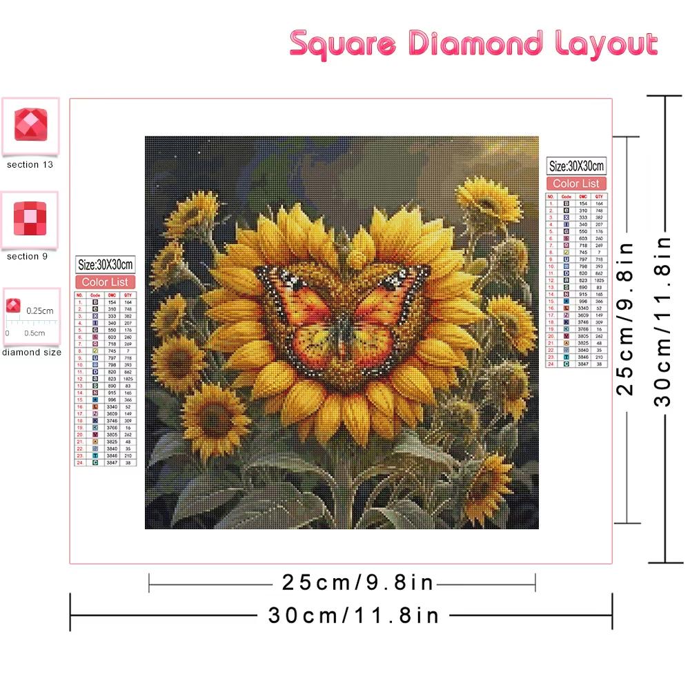 Diy 5d Diamond Mosaic Sunflower Full Round Drill Painting Animal Butterfly New Collection Home Decor Rhinestone