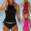 Women's Split Sexy Backless Solid Color With Chest Pad Without Steel Bra Swimsuit