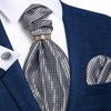 Мужской галстук Ascot, золотое кольцо для галстука, модный шелковый галстук, носовой платок, запонки, набор для подарка на вечеринку