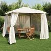 VidaXL Double Roof and Mesh Walls Gazebo Cream 2.93x2.93 M Steel, Garden Gazebo, Patio Gazebo, Pavilion, 368448