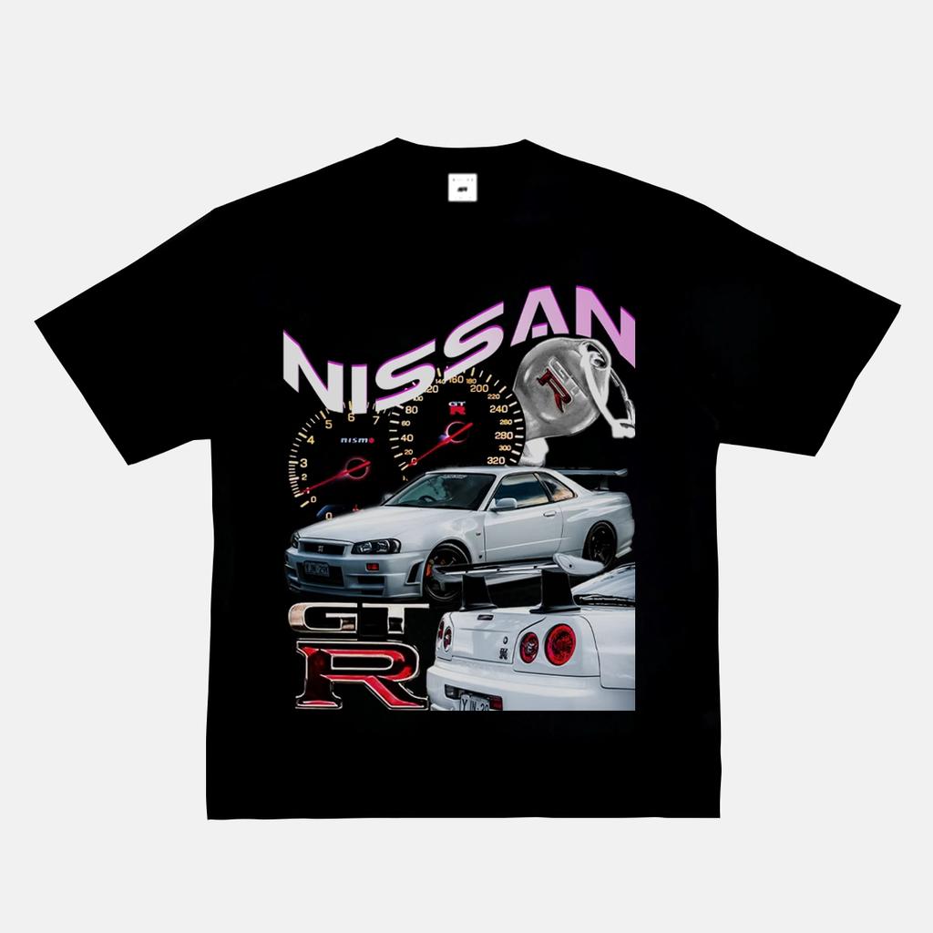 2024 RWB Car Black and White Short Sleeve JDM Car Culture T-shirt Hip Hop American Small Neckline Hiphop Top Vintage