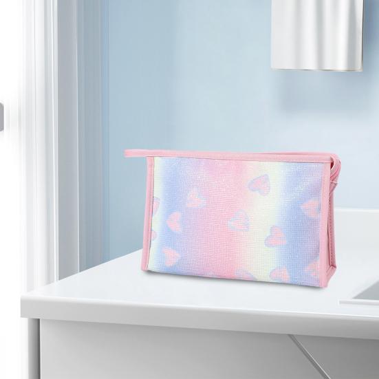 Makeup Bag Zipper Closure Waterproof Large Capacity Travel Toiletry Bag Heart Pattern Makeup Organizer Case