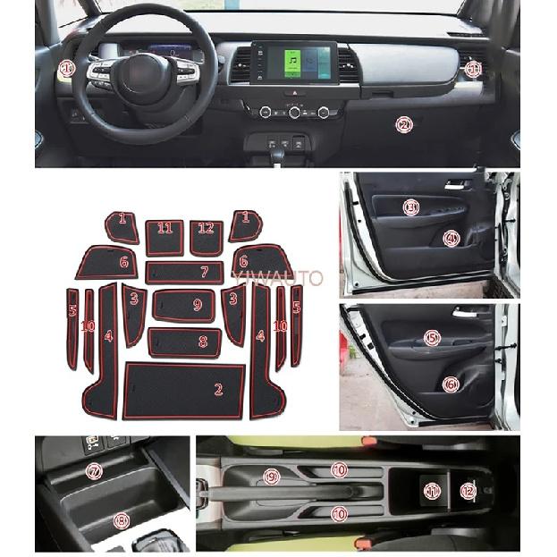 Door Slot Mat for Honda Jazz Fit 2021 Gate Groove Cushion Car Door Rubber Cup Holder Mats Anti-slip Carpets Position