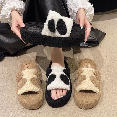 Модные зимние пушистые тапочки женские новые домашние меховые тапочки для женщин плоская платформа уютная пушистая домашняя обувь корейские шлепанцы