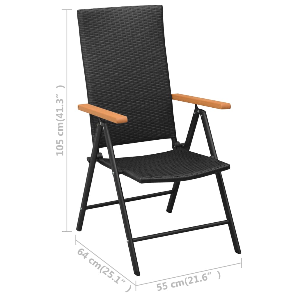 5 Piece Outdoor Dining Set in Black and Brown