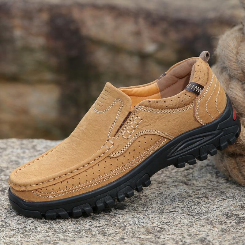 Новые мужские туфли Four Seasons Daily Outdoor Casual Shoes First Layer Cowhide Leather Leather Non-Slip Work Shoes