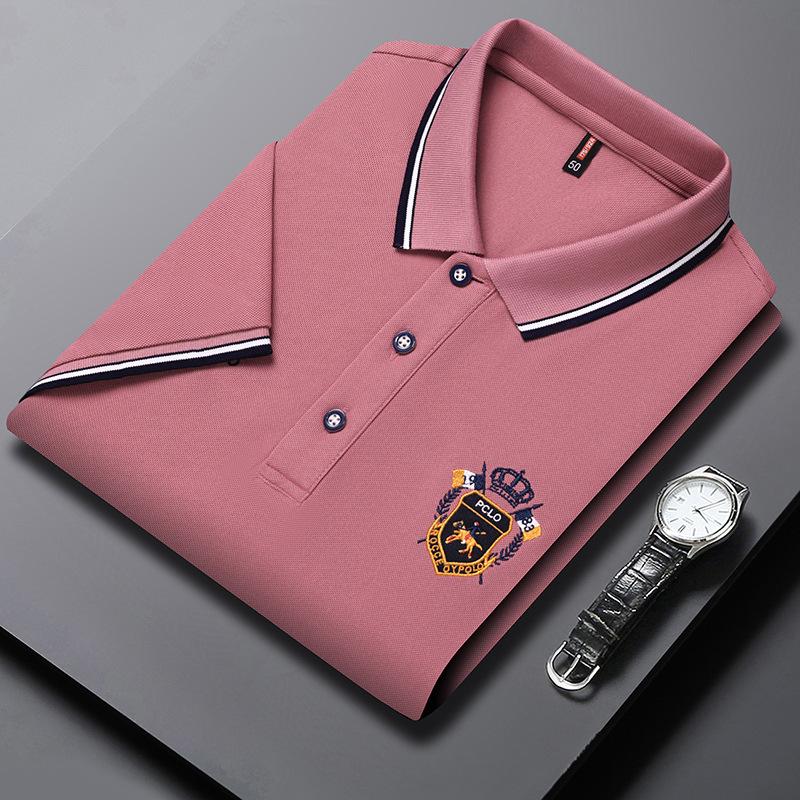 Мужская популярная рубашка поло с короткими рукавами и вышивкой, мужская летняя свободная повседневная футболка с воротником поло