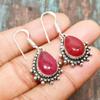 Thanksgiving Kashmir Red Ruby Gemstone Handmade Solid  925 Sterling Silver Earring Jewelry