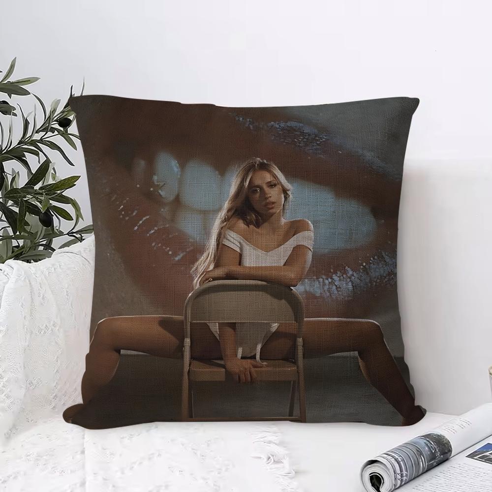 Singer Tate McRae Cushion Cover Breathable Linen Pillow Cover SkinFriendly Home Decor Pillowcase with Hidden Zipper
