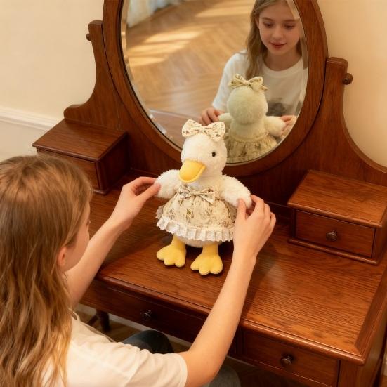 Милая плюшевая игрушка-утка в цветочном платье, мягкая набивная игрушка, очаровательный плюшевый компаньон, декор