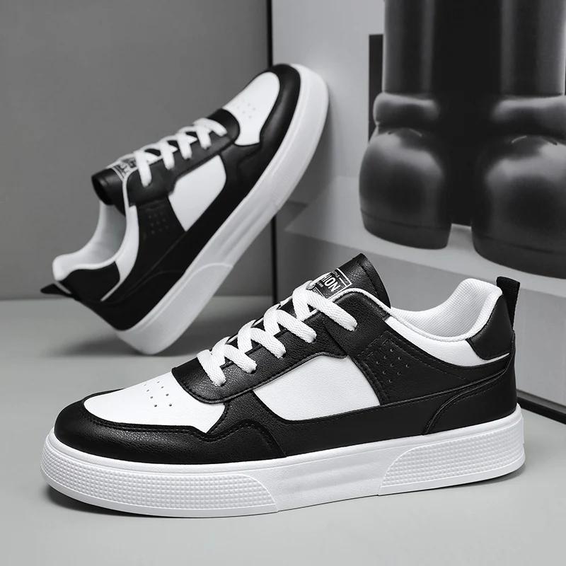 Кожаные мужские повседневные кроссовки Легкие мужские кроссовки для ходьбы и бега Уличные дышащие кроссовки на платформе Белые мужские теннисные спортивные кроссовки