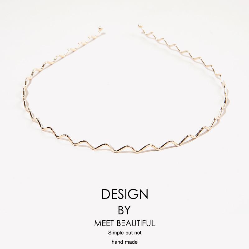 Волнистая Блестящая Металлическая Цветная Повязка на Голову Летняя Новая Модная Повязка для Волос для Женщин Девушек Женская Шикарная Супер Тонкая Блестящая Повязка на Голову Аксессуары для Волос