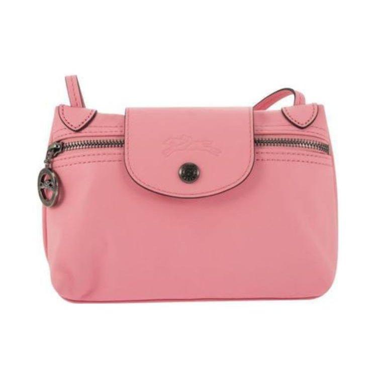 Longchamp Le Pliage Snap Button Zipper Closure Leather Shoulder Crossbody Bag Women bags Pink 10188987018