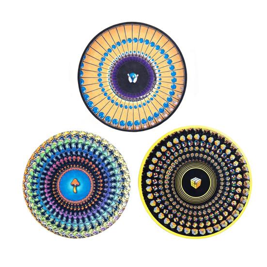 2/3 шт. Анимированный зоотропный слипмат 12 дюймов Оптическая иллюзия Мати для проигрывателя Анимированный виниловый слипмат с эффектом движения зоотропа Кинетическая визуальная пластинка