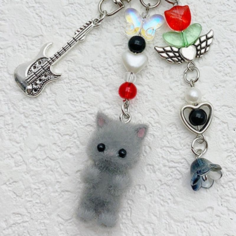 Уникальный брелок с гитарой и звездой из бисера, подвеска для телефона, цепочка для мобильного телефона, сумка, подвеска, брелок, аксессуар для любителей музыки