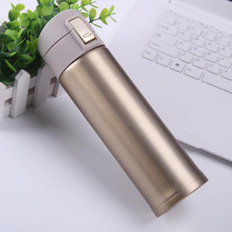 New Stainless Steel Bounce Cover Thermos Cup Outdoor Portable Car Gift Water Cup Fashion Business Straight Cup