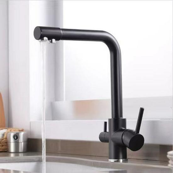 Rotatable Brass Kitchen Faucet: 3-in-1 Hot & Cold Water Purification with Splash-Proof Design