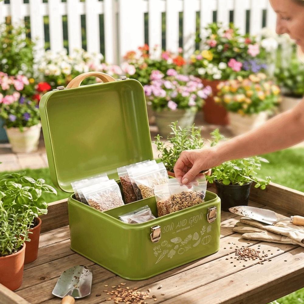 Metal Seed Storage Box Waterproof Storage Container Nordic Style Sorting Box  Outdoor Gardening