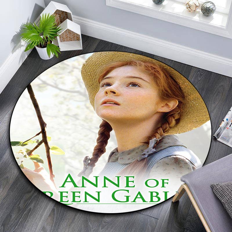Anne of Green Gables pattern round rug,Carpet Rug for Living Room Bedroom Playroom ,Non-slip Floor Mat,Holiday Gifts and Birthday Gifts.