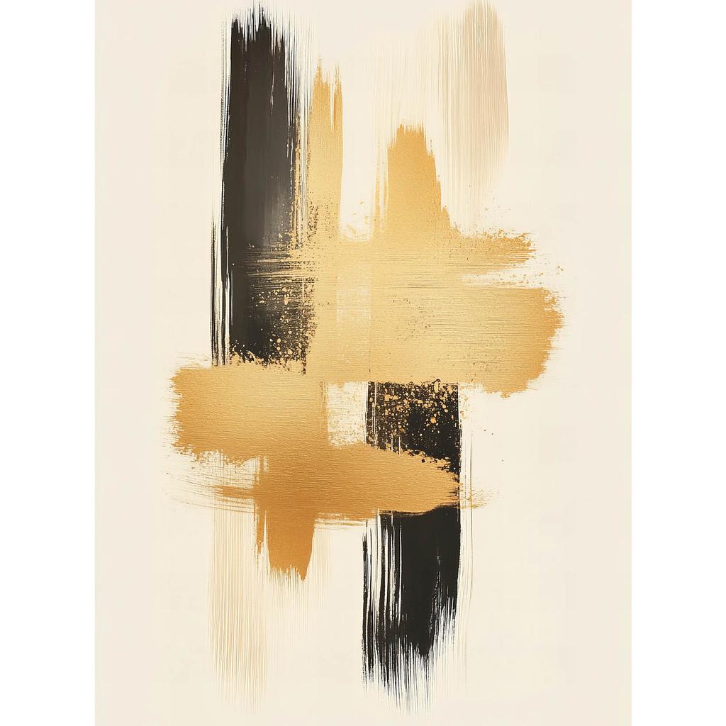 Contrast Gold and Black Contrast Gold and Black, 30X40 Cm, White Wooden Frame, 230 Gsm Matte Paper