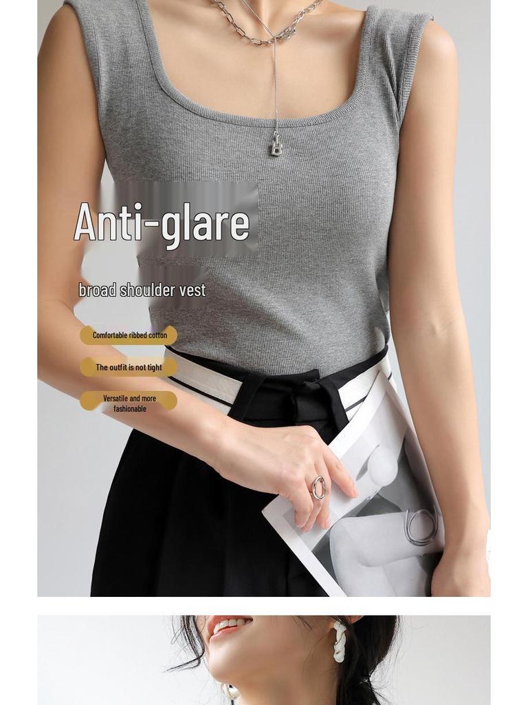 Женская летняя майка без рукавов с квадратным вырезом - Свободная, универсальная и легкая майка