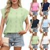 Spring and Summer New Round Neck Loose Short-sleeved T-shirt Jacquard Top Vest for Women