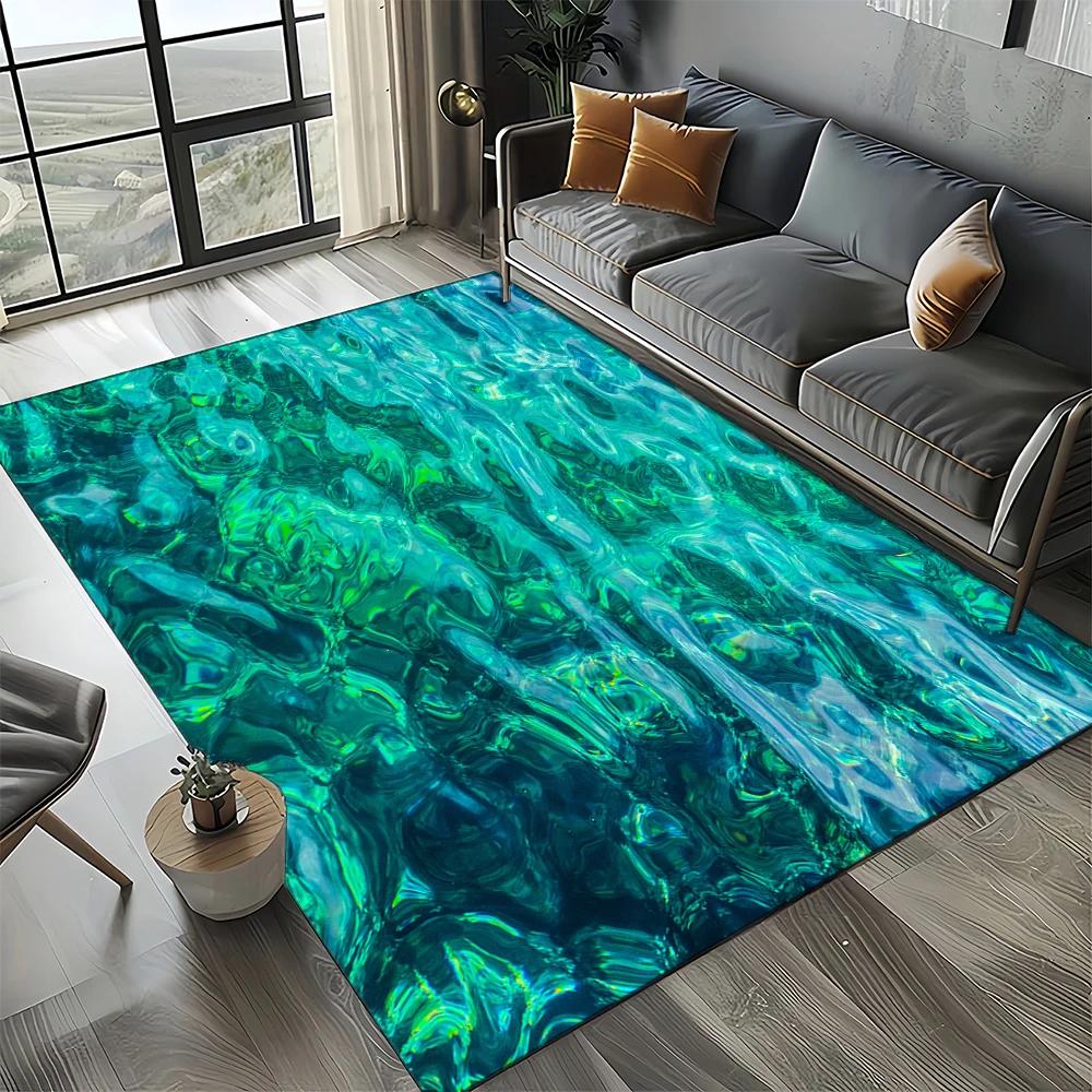 2025 Новый Стиль Сине-Зеленая Морская Волна Морская Вода Природа 3D Ковер Коврик для Гостиной Спальни Дома Декор Дивана, Нескользящий Коврик для Пола