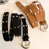 Y2K Western Style Cowboy Belt Metal Ethnic Style Waistband Fashion Rivet Belts  Waist Accessories