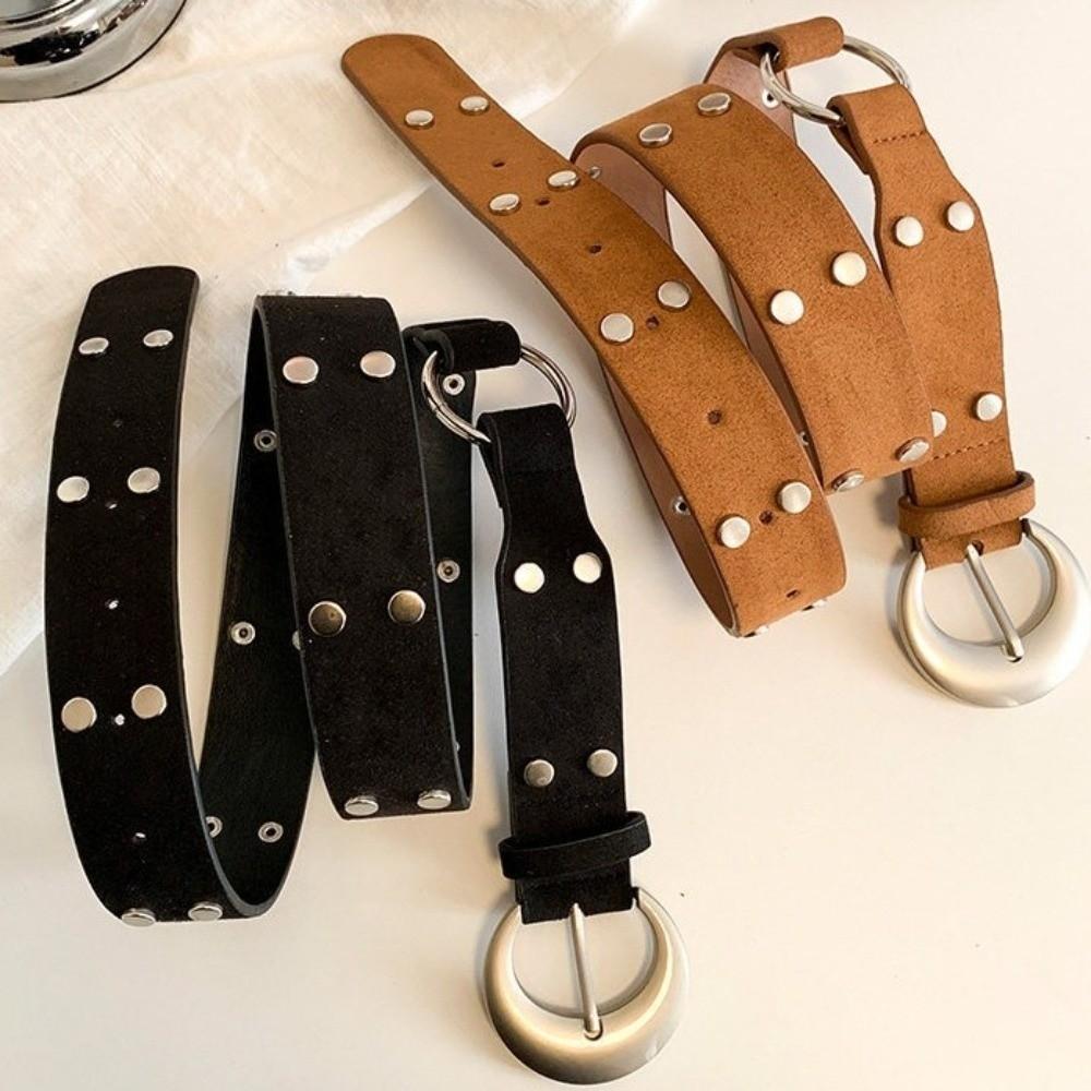 Y2K Western Style Cowboy Belt Metal Ethnic Style Waistband Fashion Rivet Belts  Waist Accessories