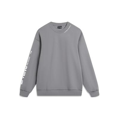 Li Ning Sports Lifestyle Series Letter Logo Print Флисовый свитер с длинным рукавом Толстовка унисекс Дымчато-серый AWDTB37-8