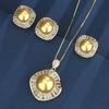 Popular Jewelry Copper Bottom Gold-Plated Inlaid Gold Yellow Pearl Square Set Women 16-12Mm