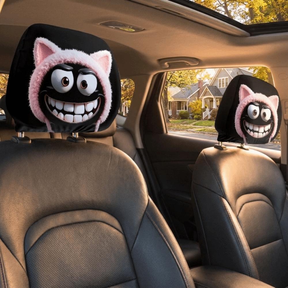 2PCS Elastic Car Headrest Covers Classic Pillow Protector Stylish Neck Pillow Cover Car Interior