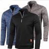 Мужская рубашка-пуловер с воротником-молнией, трикотажная, большого размера, весна-осень