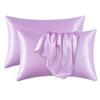 1 Pair Pillow Case Smooth Faux Silk Solid Color Zipper Closure Satin Prevents Frizz Breakage Bedroom Living Room Sofa Pillowcase Pillow Cover