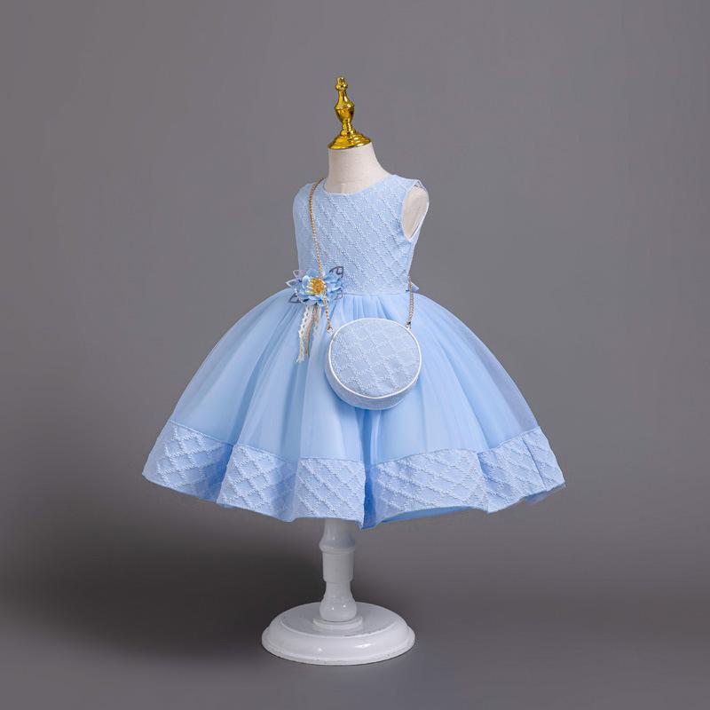 Новое платье принцессы из 3 предметов для девочек, элегантное платье с длинными рукавами и вышивкой для девочек, детское платье для дня рождения + комплект сумок