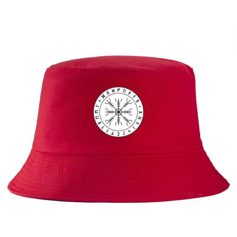 Nordic Symbol of Protection Aegishjalmur Bucket Hat Unisex Elder Futhark Rune Sun Cap Pagan Jewelry Style FisherUnisex Hat Sunshade