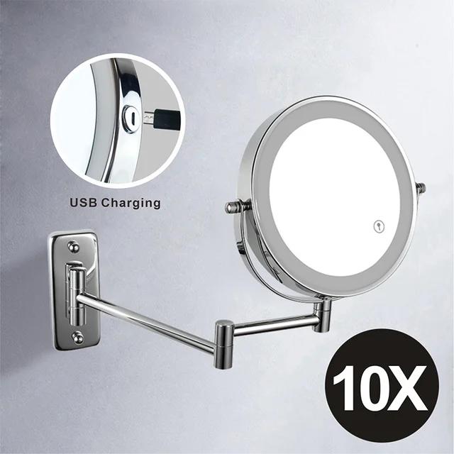 7 inch Wall Mounted Makeup Mirror 3x/5x/7x/10x Magnifying Double Side USB Charging Bathroom 3 color light Smart Cosmetic Mirrors