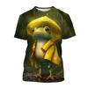 Fashion Cartoon Animal Frog 3D Printing T-shirt Summer Casual Round Neck Short-sleeved Unisex Sports Frog T-shirt Tops