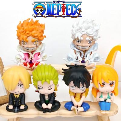 Версия One Piece Ника Луффи Ророноа Зоро Нами Санджи Мини-фигурка Аниме Кавайи Сидячие игрушки Настольные украшения для автомобиля Модели Подарки Q Подходит для детей