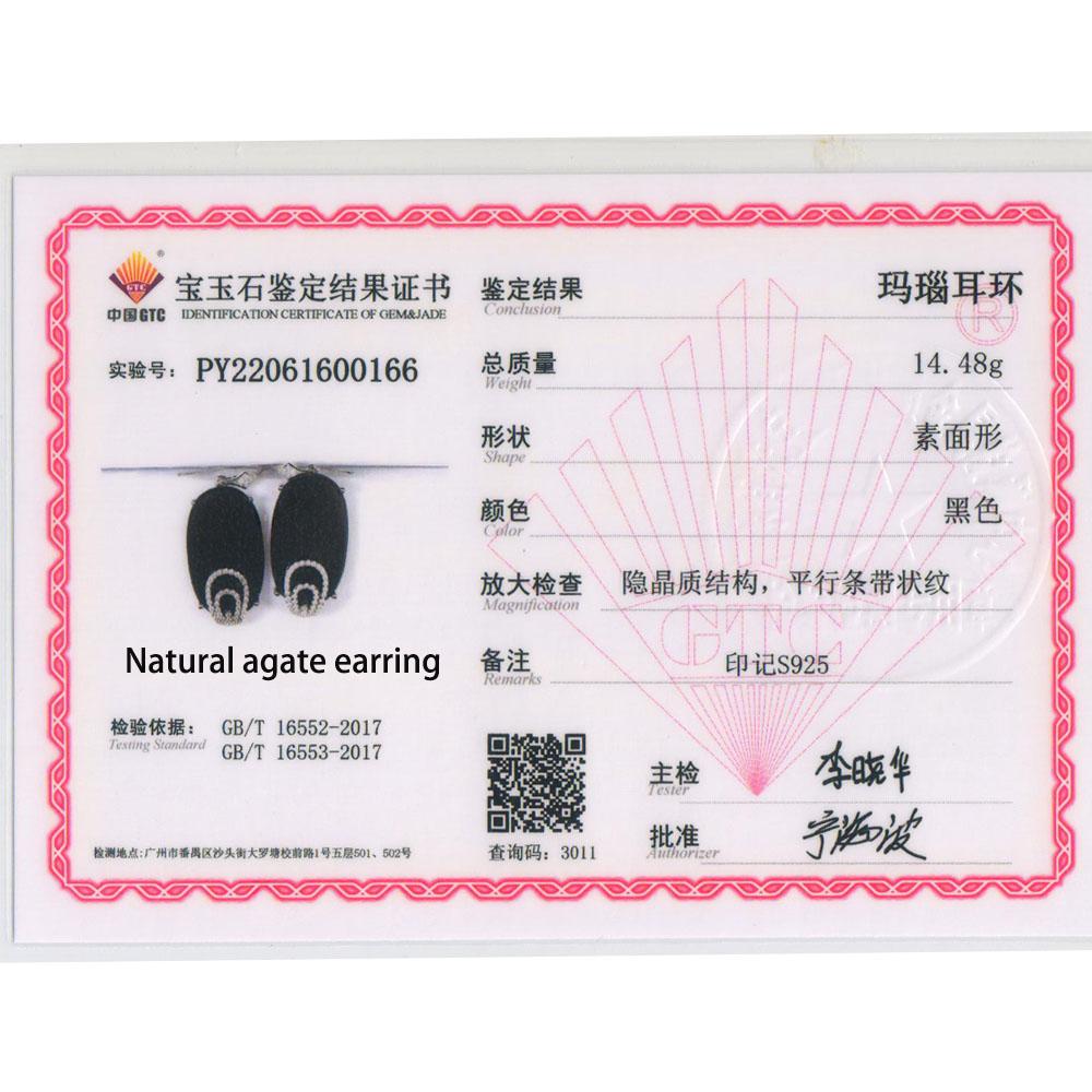 Bolaijewelry Длинные серьги Vogue с крючком, натуральный черный агат, оникс, стерлинговое серебро 925 пробы, розовое золото, 26,4 карата, серьги для подарка женщине