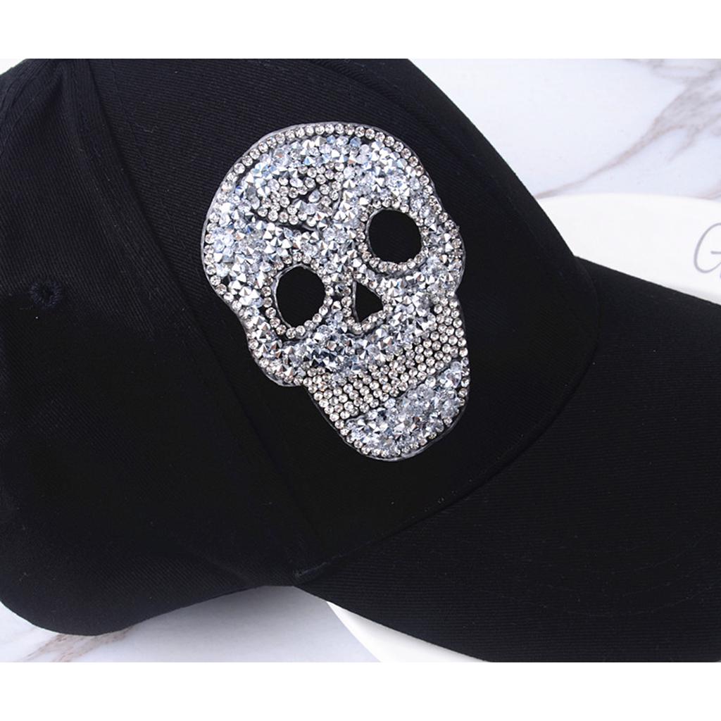 6 Pieces DIY Skull Rhinestone Patch Appliques Iron On Bags Clothes Sewing