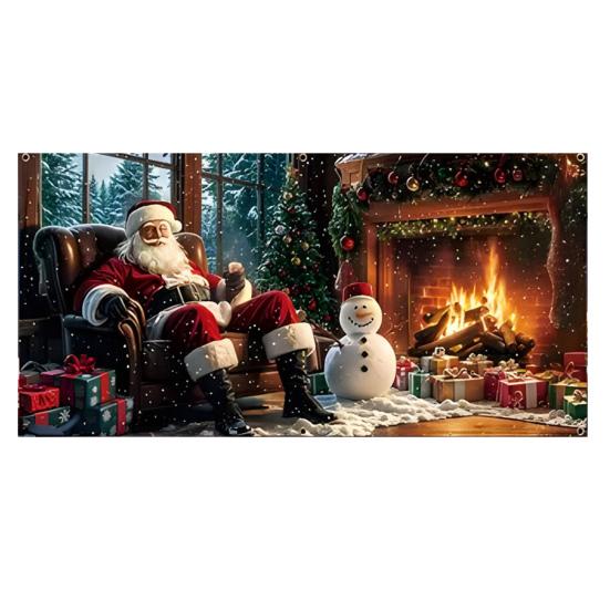 Рождественская фоновая ткань 480x210см Большой праздничный фон для вечеринки для декора стен Легкая установка Реквизит для фотобудки