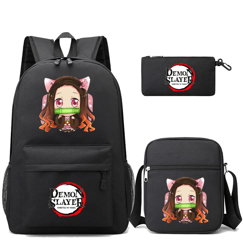 3 шт./компл. рюкзак «Убийца Демонов» в стиле аниме с сумкой на плечо, пенал для мальчиков и девочек, школьная сумка для книг, мужская и женская дорожная сумка